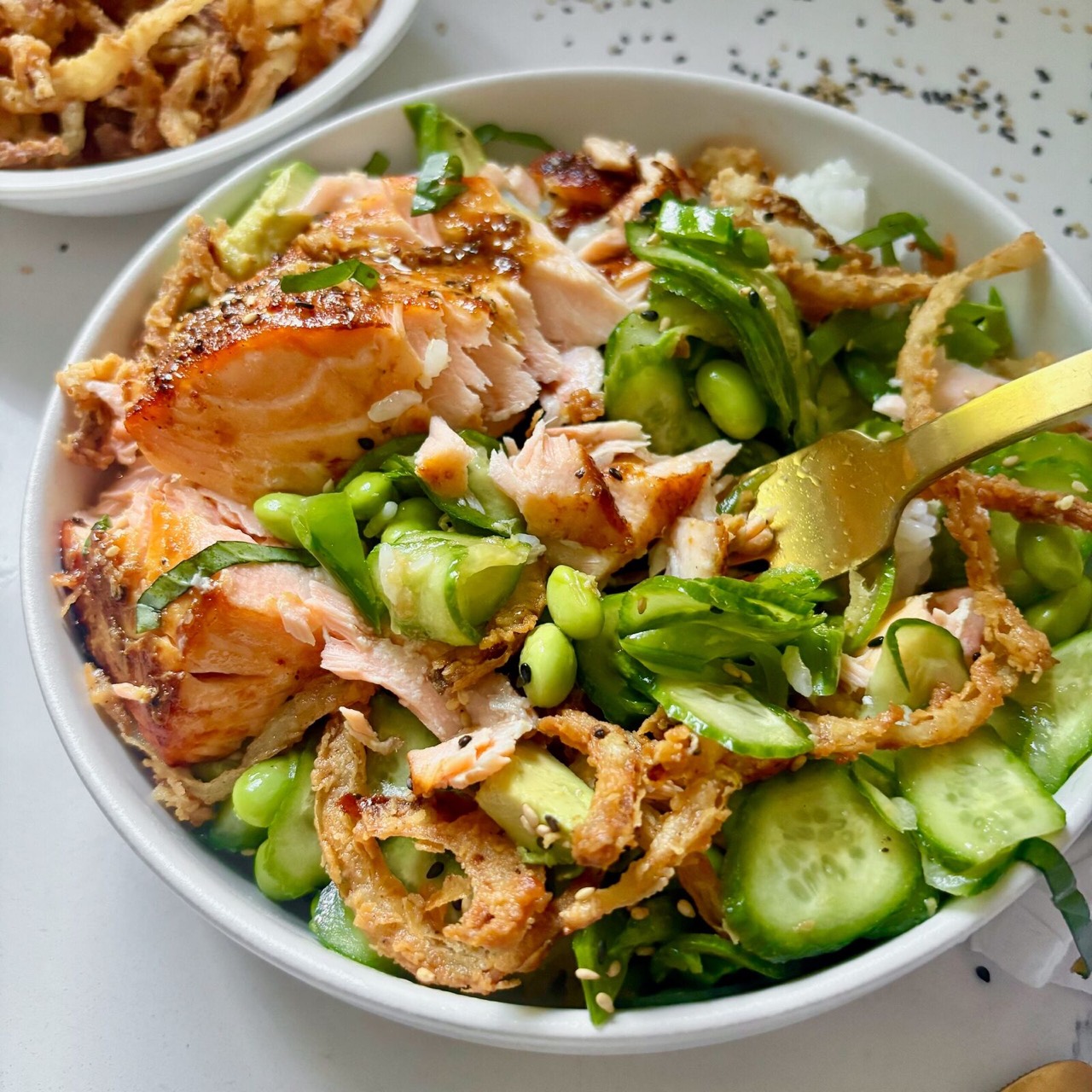 Crunchy Salmon Rice Bowls