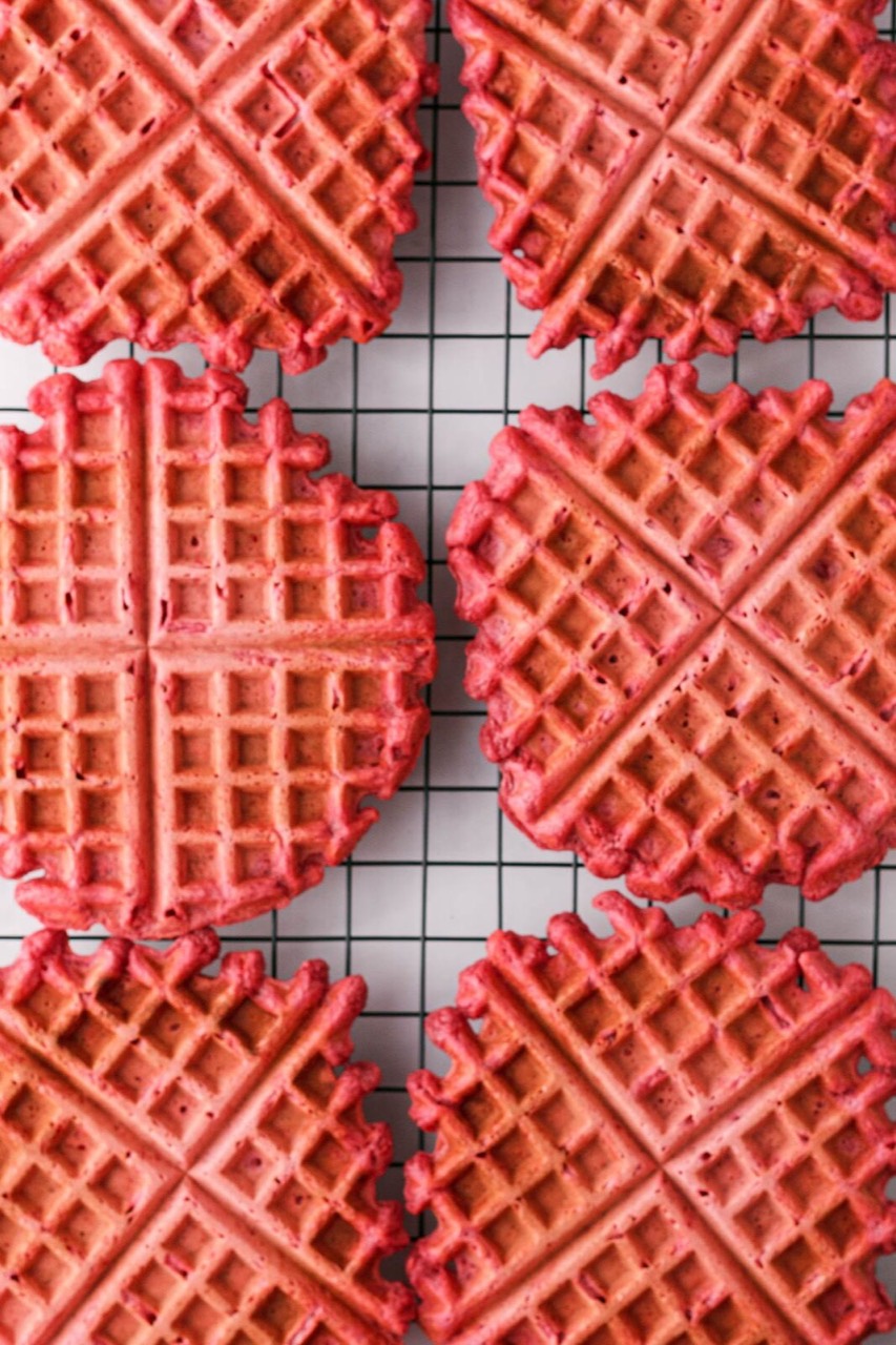 Naturally Pink Waffles (thanks to Beetroot Powder!)